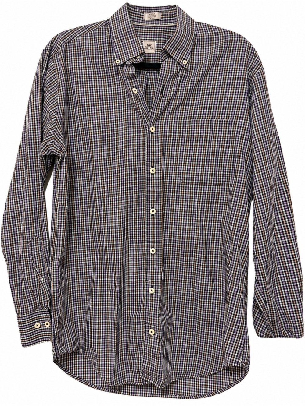 🦕 Peter Miller| Men’s Medium 100% Cotton Plaid Button Down Long Sleeve Shirt